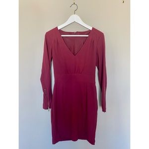 Long Sleeve Burgundy Dress